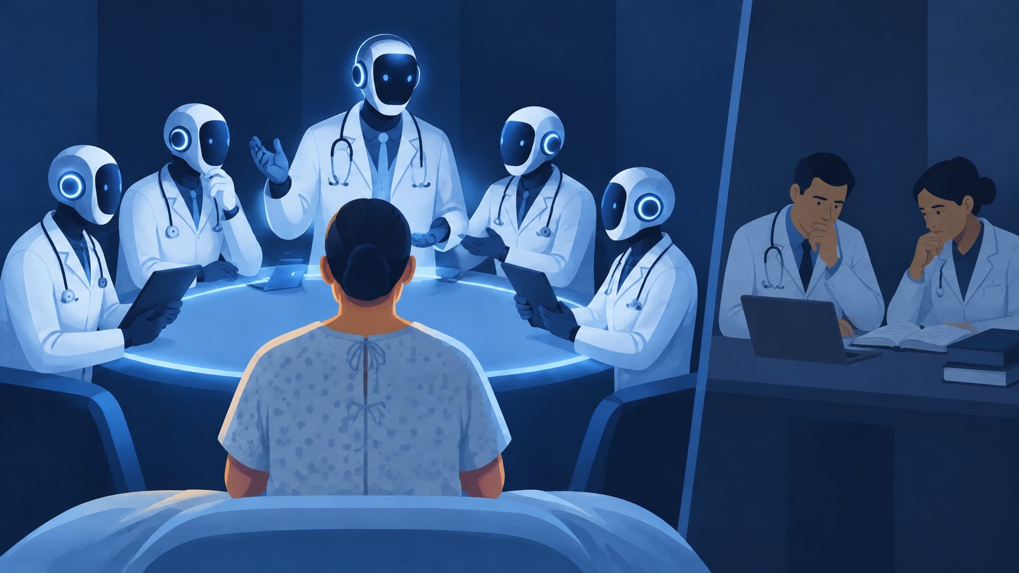 Illustration for the story: Microsoft's Diagnostic Panel Beats Generalists on Hard Cases, and the Models Beneath It Carry Most of the Lift