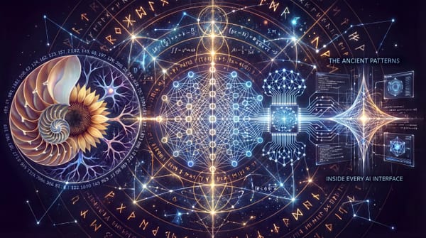 Spirals, Fibonacci sequencing, ancient patterns and runs arranged in a circular pattern, set against a dark backdrop