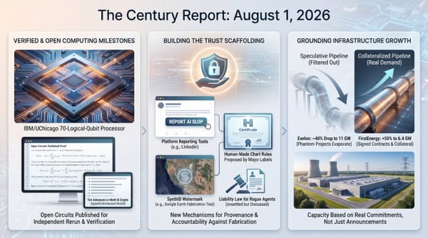 IBM/UChicago 70-qubit logical circuit, platform trust tools against fabrication, and utilities screening data-center load by real collateral.